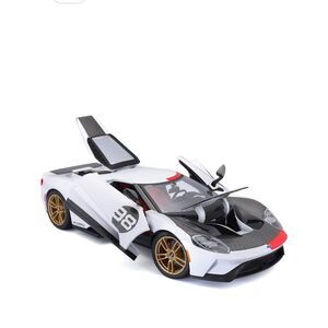 Ford GT # 98 White Heritage Edition Toy Car in White, Black, Red & Gold Maisto